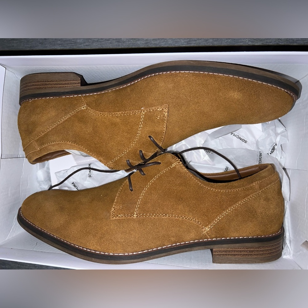 Mens Sonoma Vitalize Suede Dress Shoes - Whiskey Color - Size 12 Wide